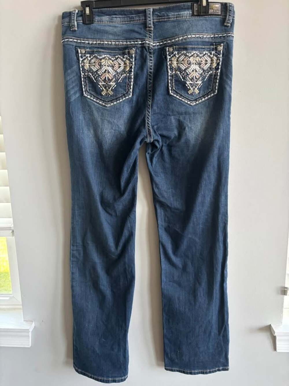 Grace in LA P-Straight Embellished Aztec Pocket Western Jeans Plus Size 17